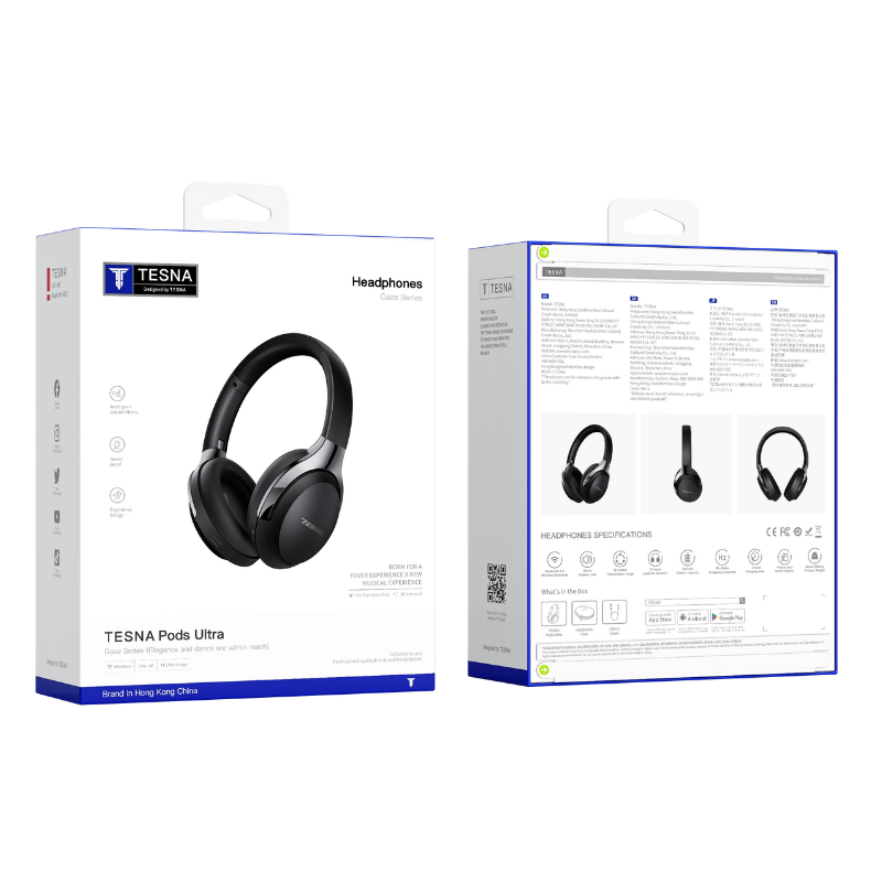 TESNA Ultra Wireless Headphones in Black SA