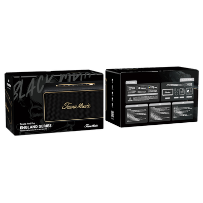 Tesla Music amplifier packaging on a white background