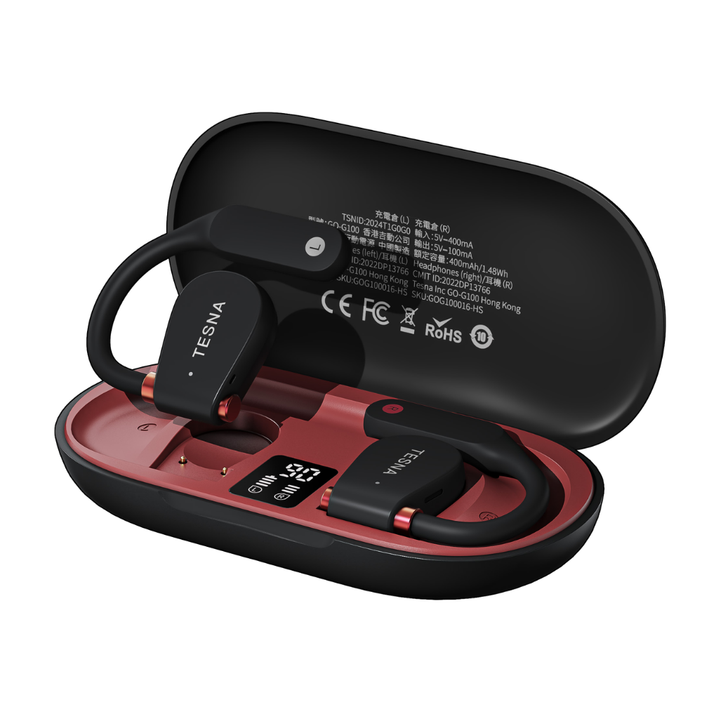 TESNA GOG100 OWS Open Sport Bluetooth Earphones (Bordeaux Red Bicolor)