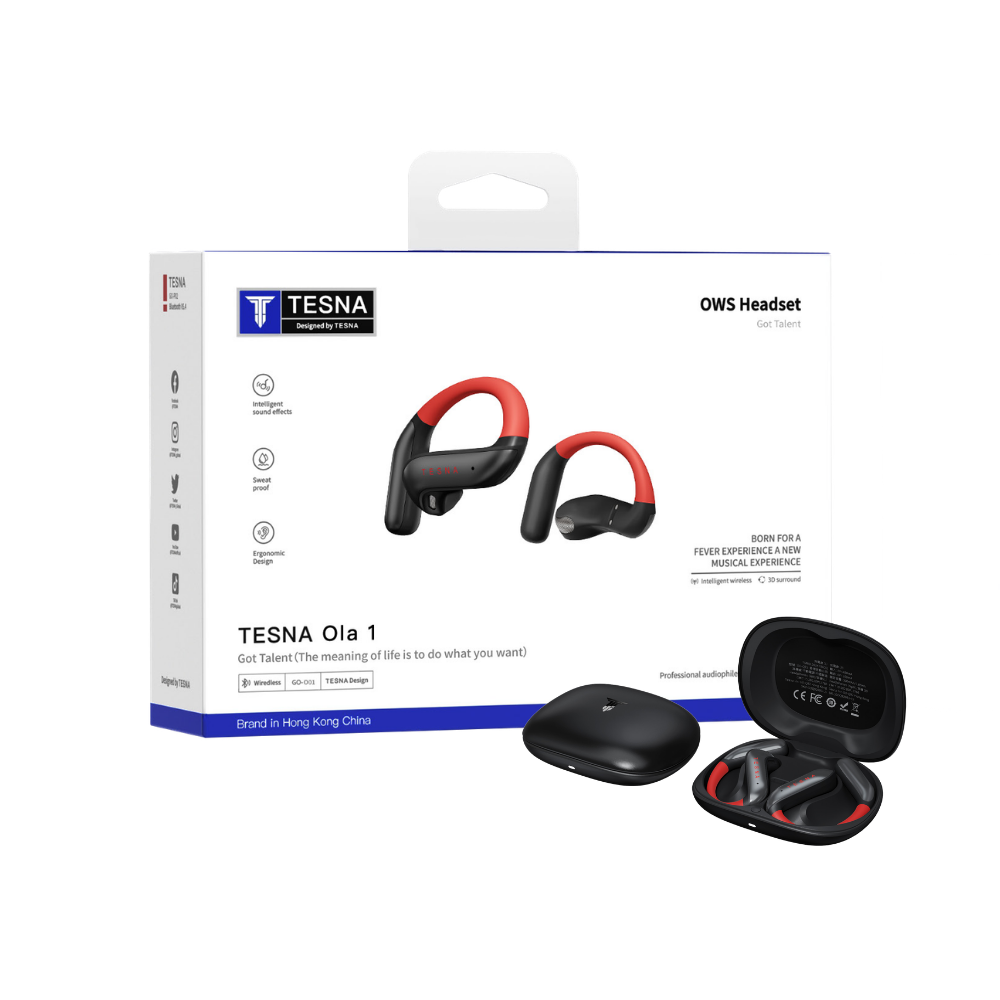 TESNA Ola 1 OWS Open Sport Bluetooth Earphones (Midnight Black)