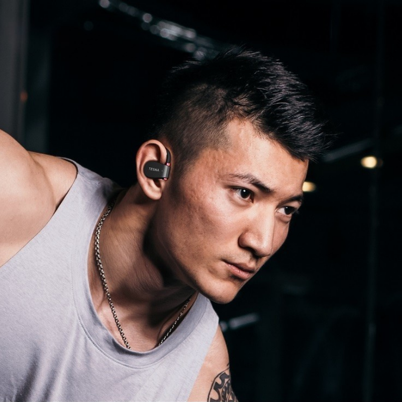 TESNA GO100 Premium Black Wireless Earphones for Gym 